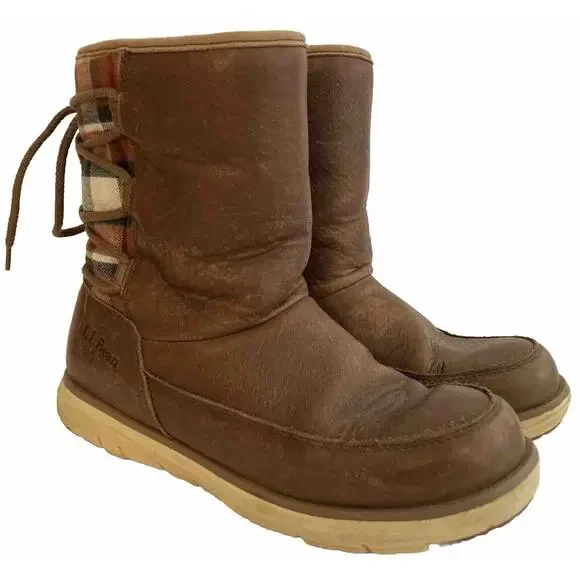Bean Shoes Ll Bean Leather Wool Shearling Lined Plaid